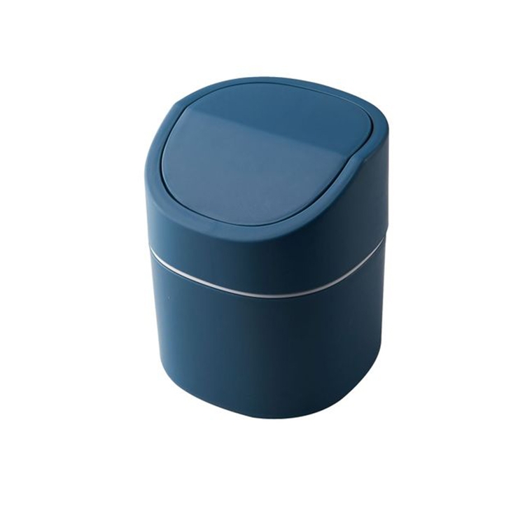 Household Mini Desktop Trash Can Covered Debris Storage Cleaning Cylinder  Box, Style:Flip Lip(Blue)