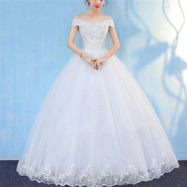 Váy cưới Organza Ivory trễ vai công chúa - Lunss