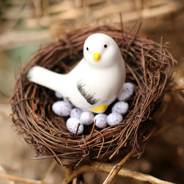 12 x Rattan Bird Nest Decoration 10cm