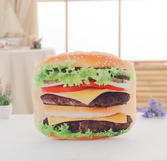 3D Plush Burger Pillow Creative Cushion Car Seat Cushion Soft