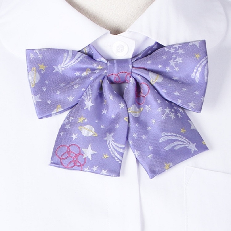 Planet Meteor Pattern College Style Bow-knot Uniform Bow Tie(Purple)