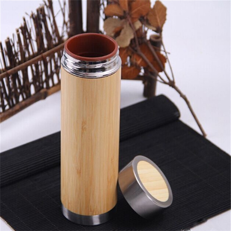 Bamboo Thermos Cup Double Layer Inner Stainless Steel 304