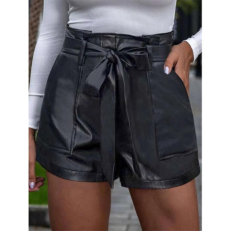 Compre Sexy preto pu moda casual verão shorts roupas femininas de
