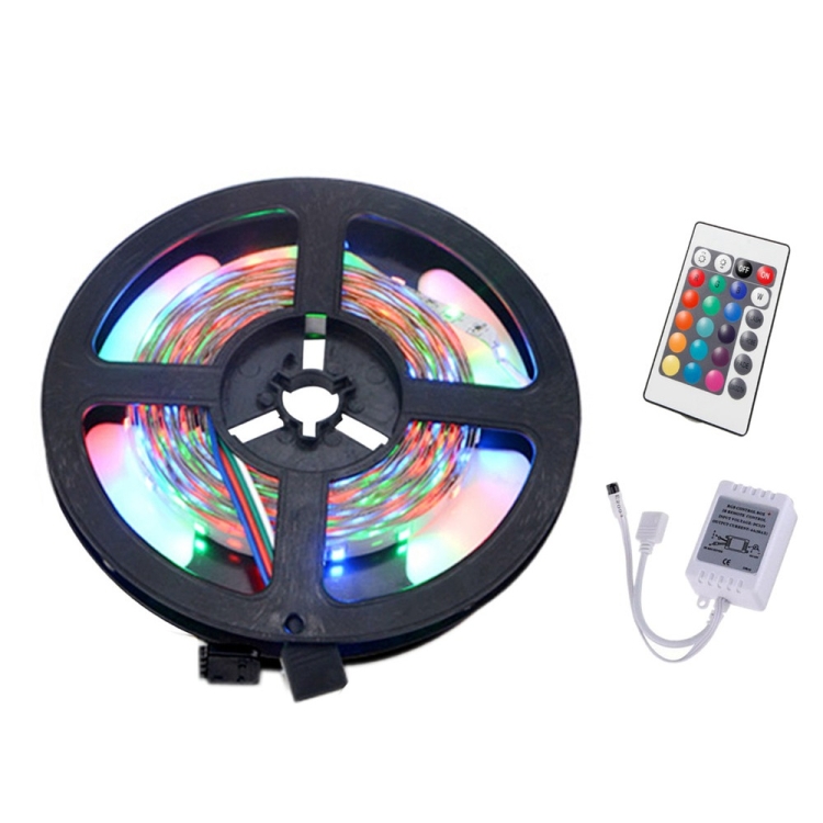 5M 3528 SMD RGB Tira de luz LED flexible Control remoto de 24 teclas Navidad 