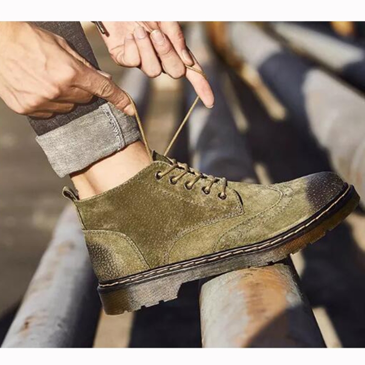 Scarpe casual con lacci alla moda Stivali alti Martin per uomo (Colore:  Verde militare Taglia: 43)