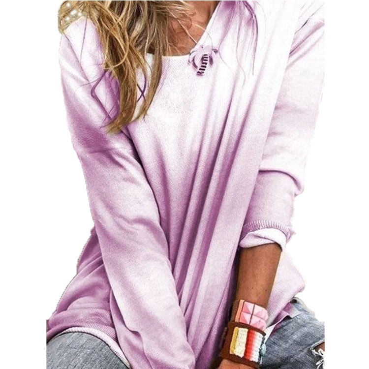 Camiseta holgada de manga larga para mujer Camiseta degradada Color Morado Talla S