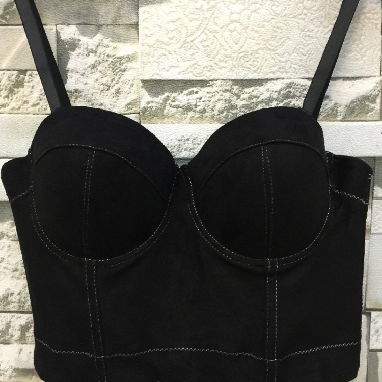 replica schild Ongelofelijk Velvet Vest Short Cropped Corset Bra (Color:Black Size:XL)