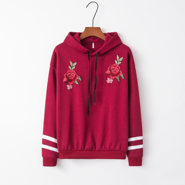 Embroidered rose sweatshirt best sale