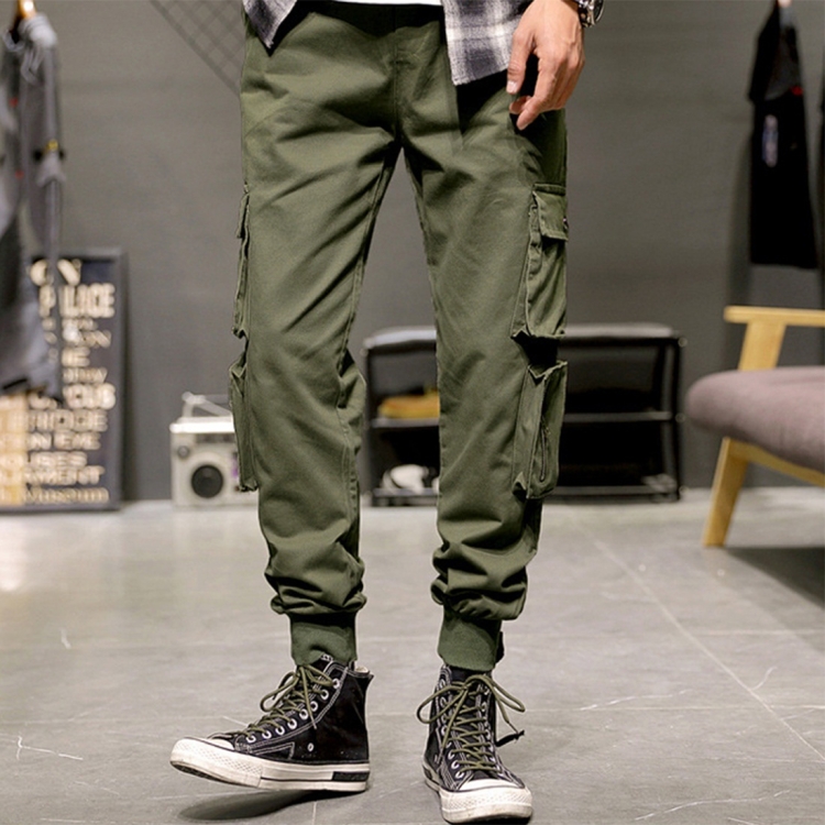 Loose Cargo Pants Casual Pants Slim Pants Legs Closed (Color:Army