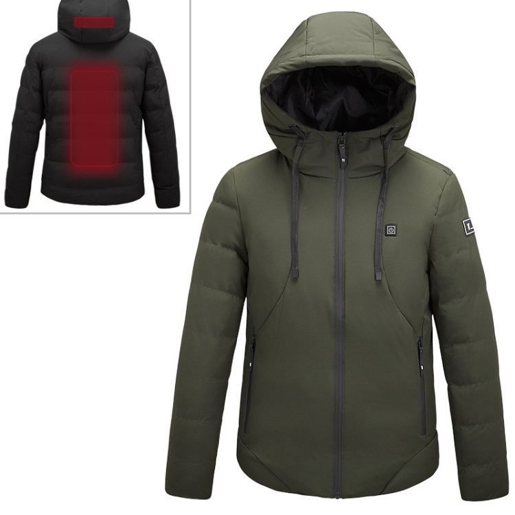 Men and Women Intelligent Constant Temperature USB Heating Hooded Cotton Clothing  Warm Jacket (Color:Army Green