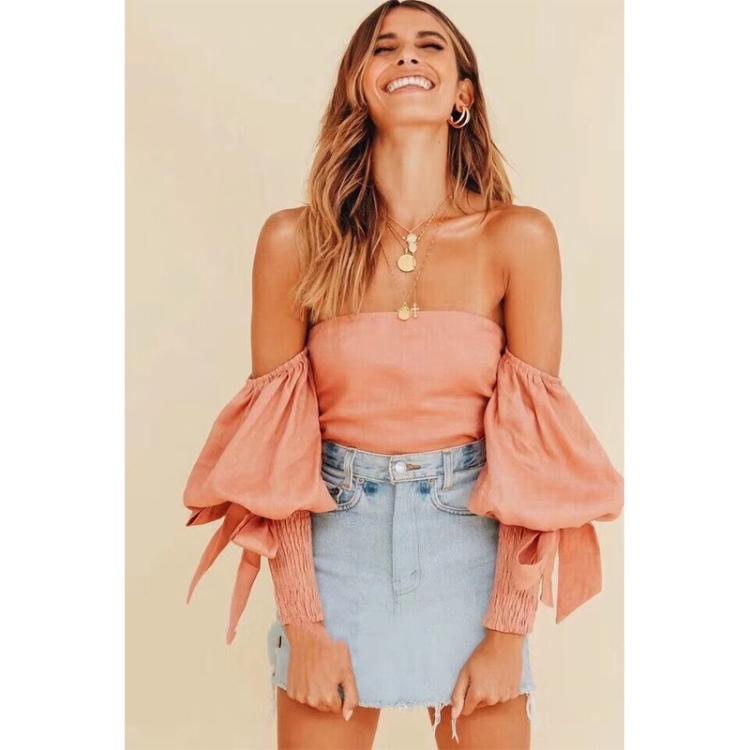 strapless pink shirt