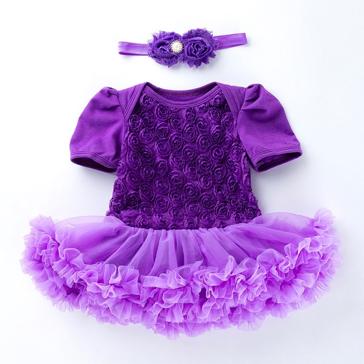 Compound Rose Dress Jupe Tutu En Deux Pieces Pour Bebe Barboteuse Couleur Violet Taille 80