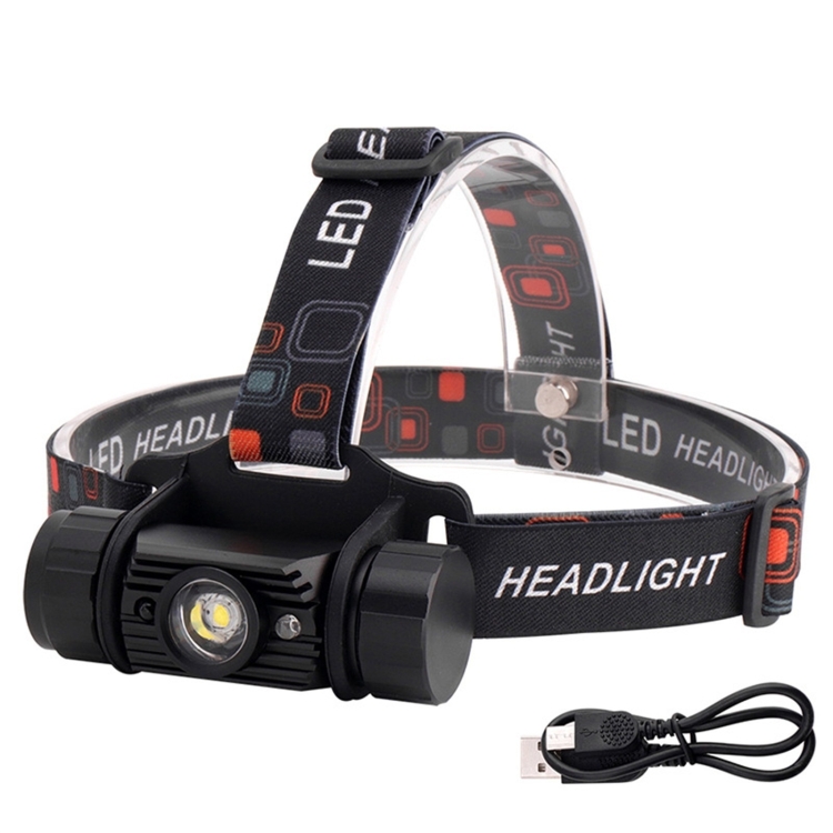 LED Induction Headlight USB Charging Outdoor Waterproof Strong Light Fishing  Aluminum Flashlight Headlight (Headlight+2xBatteries)