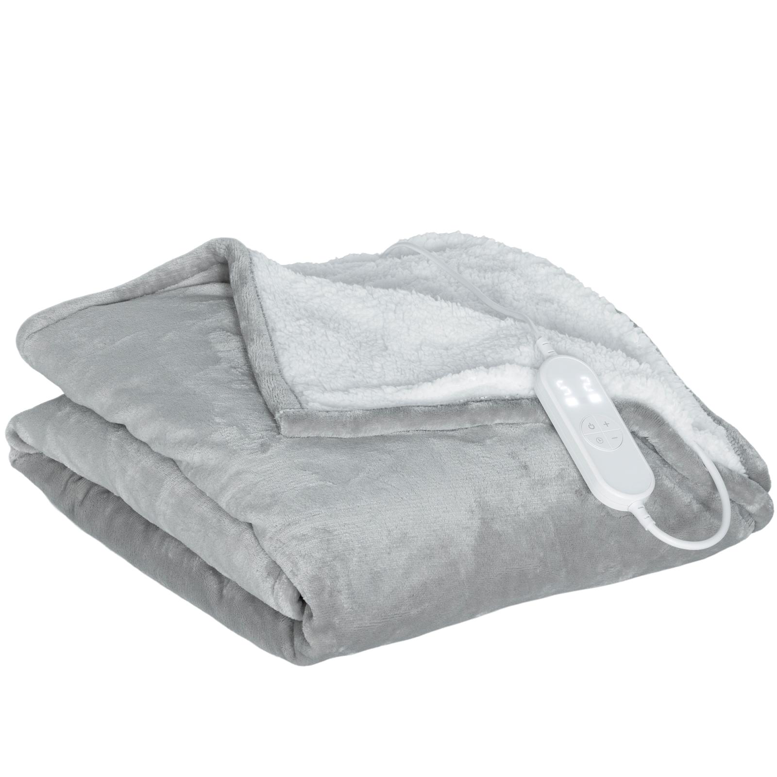 [EU Warehouse] Electric Blanket 180x130 cm, 9 Temperature Levels, Timer, Machine Washable, LED Display, Grey - Shopkiz.com