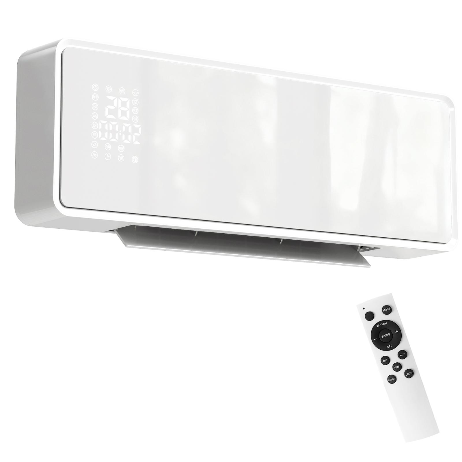 [EU Warehouse] 2000W Wall-Mounted Low-Energy Electric Heater with 3 Modes, LED Display, Thermostat, Timer, and Glass Panel - Shopkiz.com