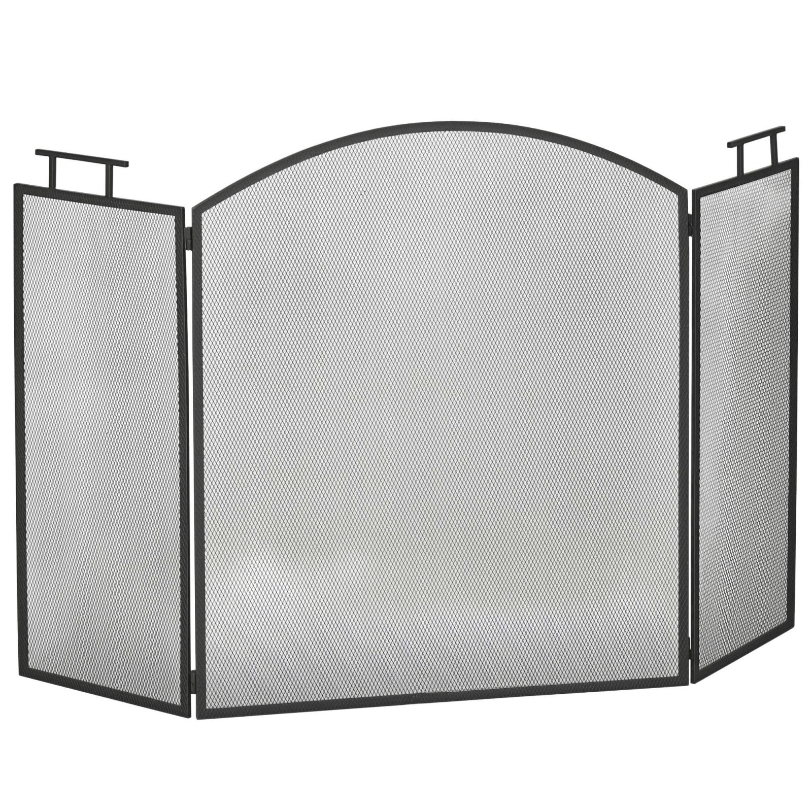 [EU Warehouse] Folding Fireplace Spark Guard / Fire Screen – Metal – 110 x 24 x 76.5 cm – Black - Shopkiz.com