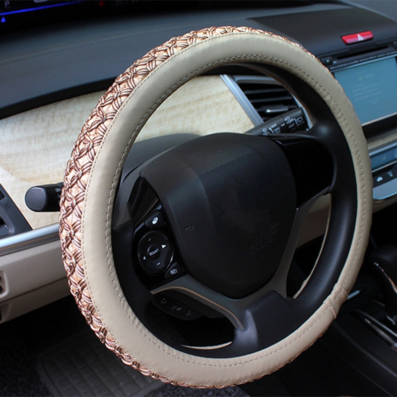 Ice Silk Steering Wheel Cover (Colour: Warm Beige, Adaptation Steering wheel diameter: 38cm) - Shopkiz.com