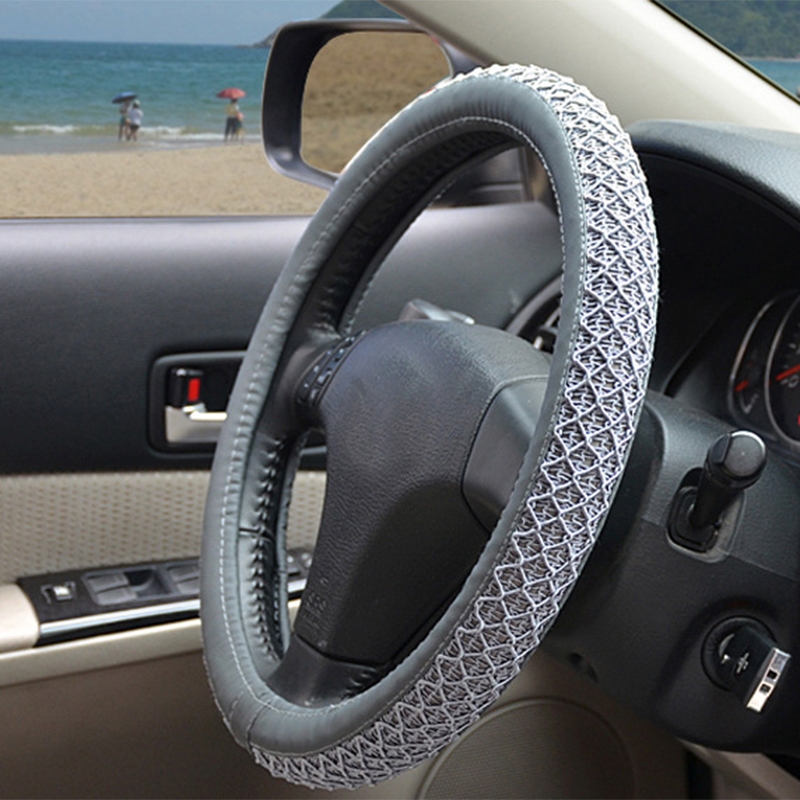 Steering Wheel Cover Ice Silk Gloves (Colour: Grey, Adaptation Steering wheel diameter: 38cm) - Shopkiz.com