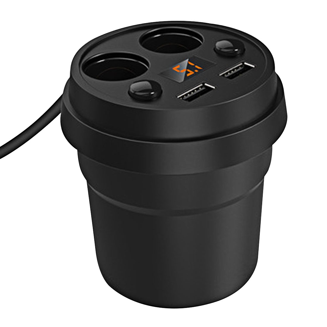 2 in 1 Double Car Cigarette Lighter + 3.1A Dual USB Port Quick Charge Cup Shaped Car Charger with LED Screen Charging voltage Display for Smartphones