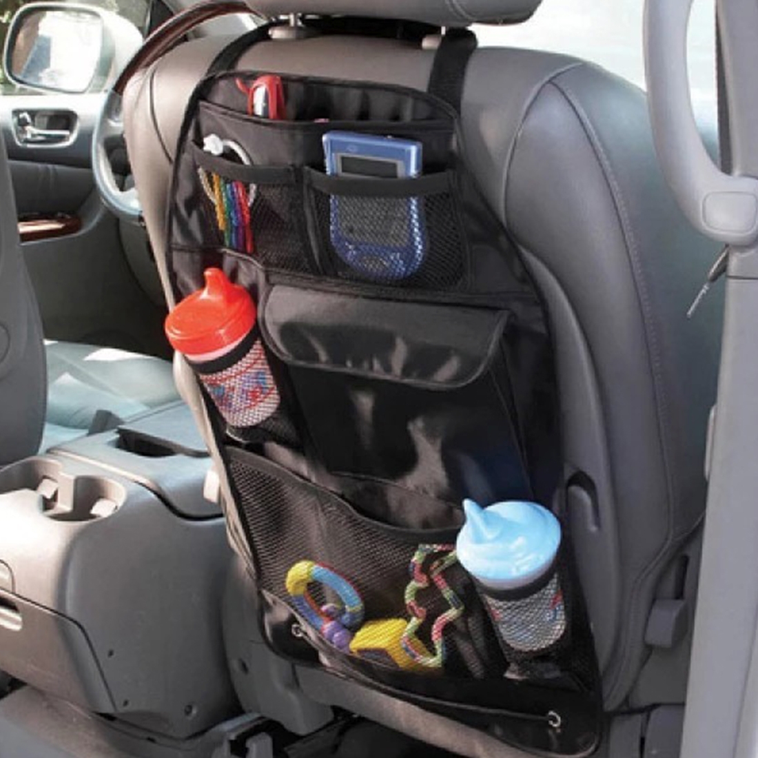 Auto Car Seat Back Organizer Car Seat Hanging Bag Storage for Drinks Cups Phones and Other Items (Black) - Shopkiz.com