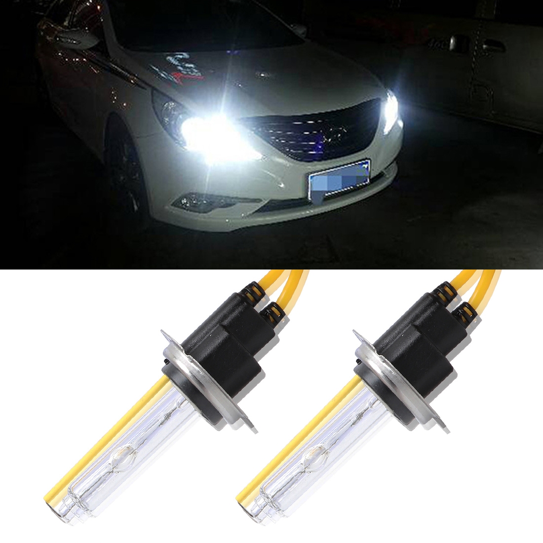 2 PCS H7 55W 2500LM 5500K White Light HID Conversion Kit LED Car Headlight Lamp Fog Light, Yellow Shell, AC 12V - Shopkiz.com