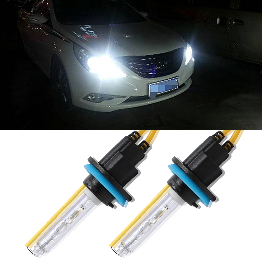 2 PCS H8 H9 H11 55W 2500LM 5500K White Light HID Conversion Kit LED Car Headlight Lamp Fog Light, Yellow Shell, AC 12V - Shopkiz.com