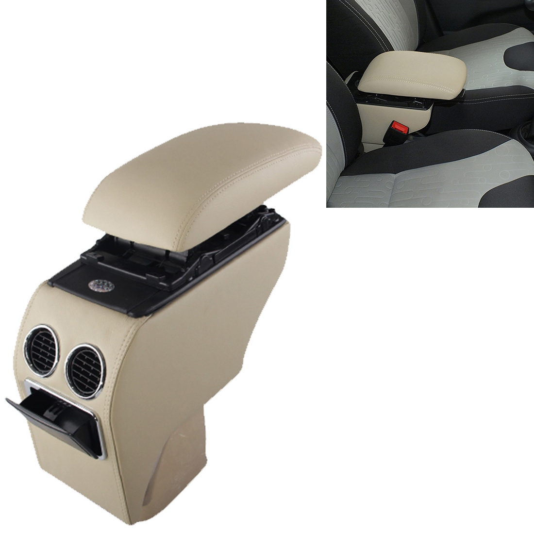 Car ABS Leather Wrapped  Armrest Box with Fast Charge USB Holes and Cables for Changan Suzuki Alto - Shopkiz.com