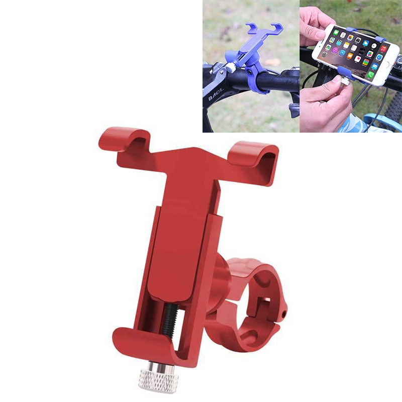 360 Degree Rotatable Aluminum Alloy Phone Bracket for Bicycle, Suitable for 50-100mm Device(Red) - Shopkiz.com