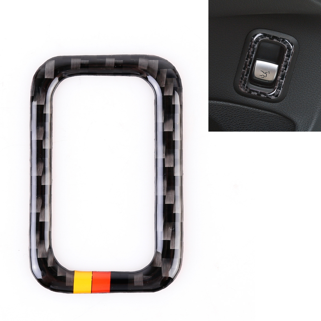 Car Carbon Fiber + German Flag Pattern Tailgate Trunk Switch Button Decorative Sticker for Mercedes-Benz C-Class W205 2015-2020 - Shopkiz.com