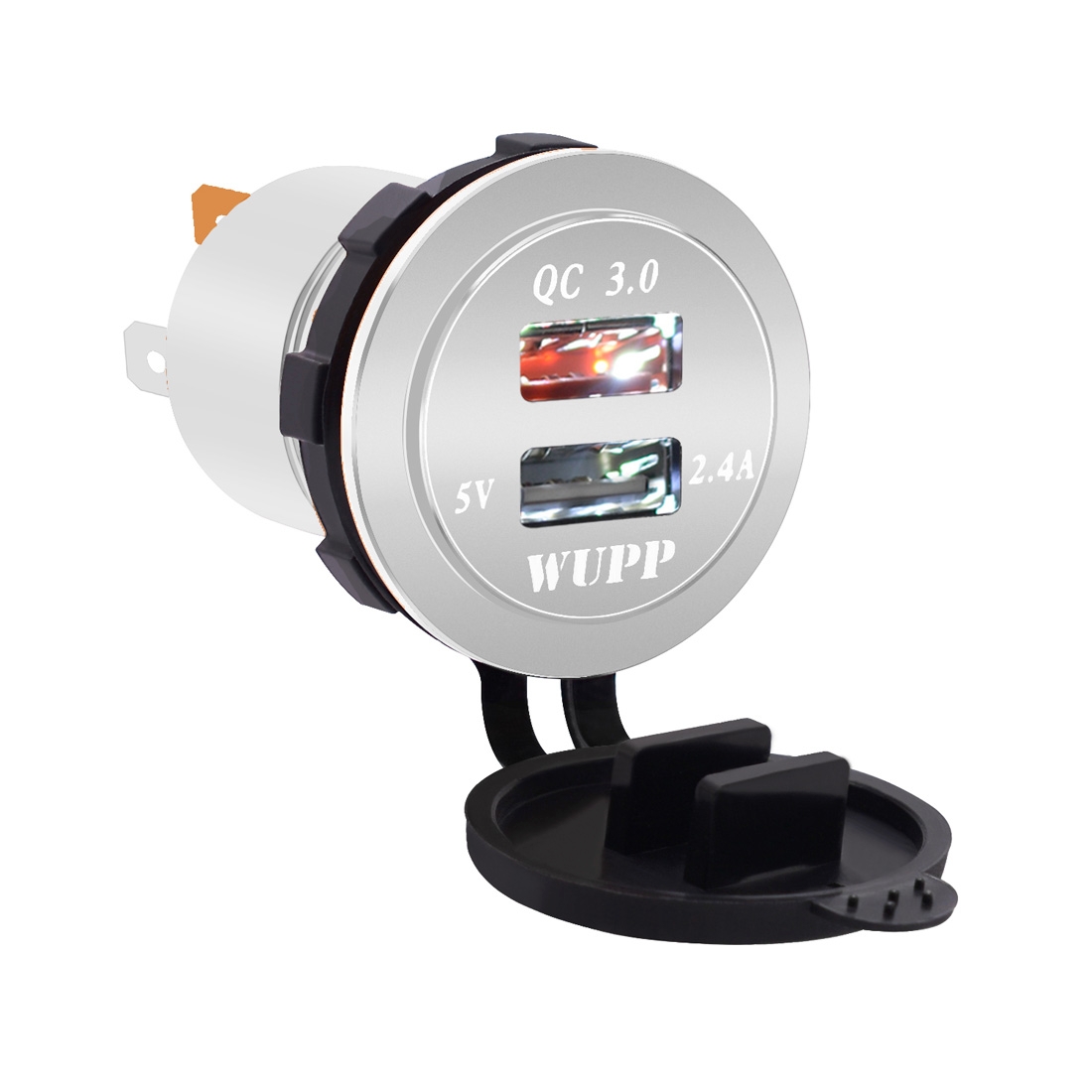 Universal Car QC3.0 Dual Port USB Charger Aluminum Alloy 2 Port USB Adapter 5V 2.4A IP66(White Light) - Shopkiz.com