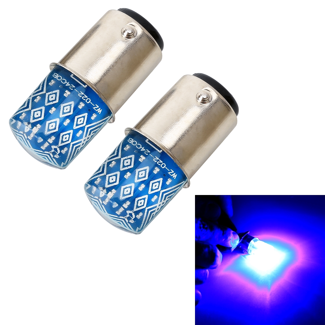 2 PCS 1157 / BAY15D DC12V / 1.2W Car Auto Brake Lights Constantly Bright + Strobe COB Lamps (Blue Light) - Shopkiz.com