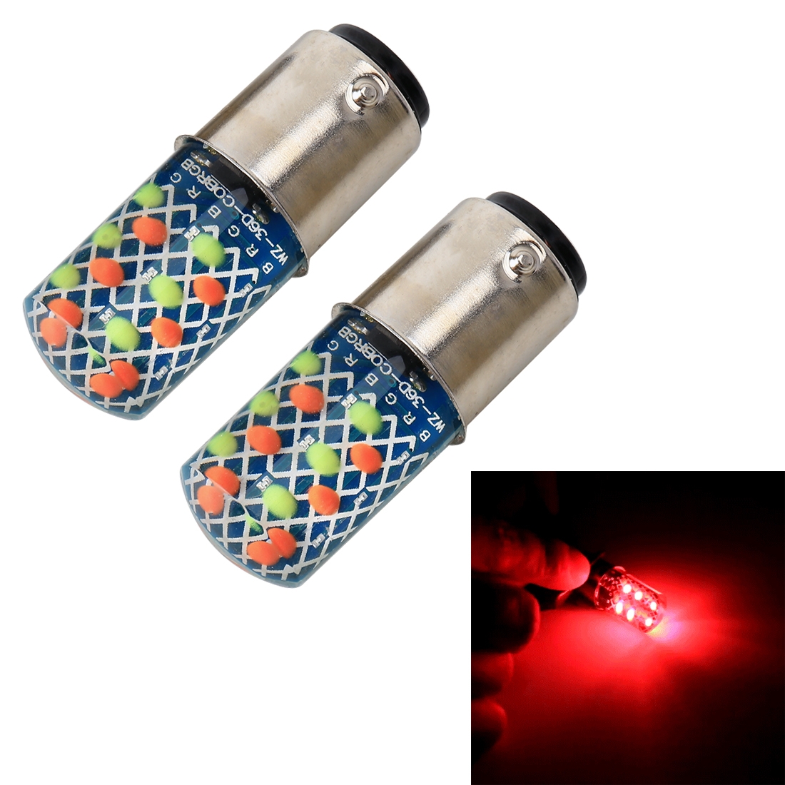 2 PCS 1157 / BAY15D DC12V / 1.2W Car Auto Brake Lights Constantly Bright + Strobe COB Lamps (Colorful Light) - Shopkiz.com