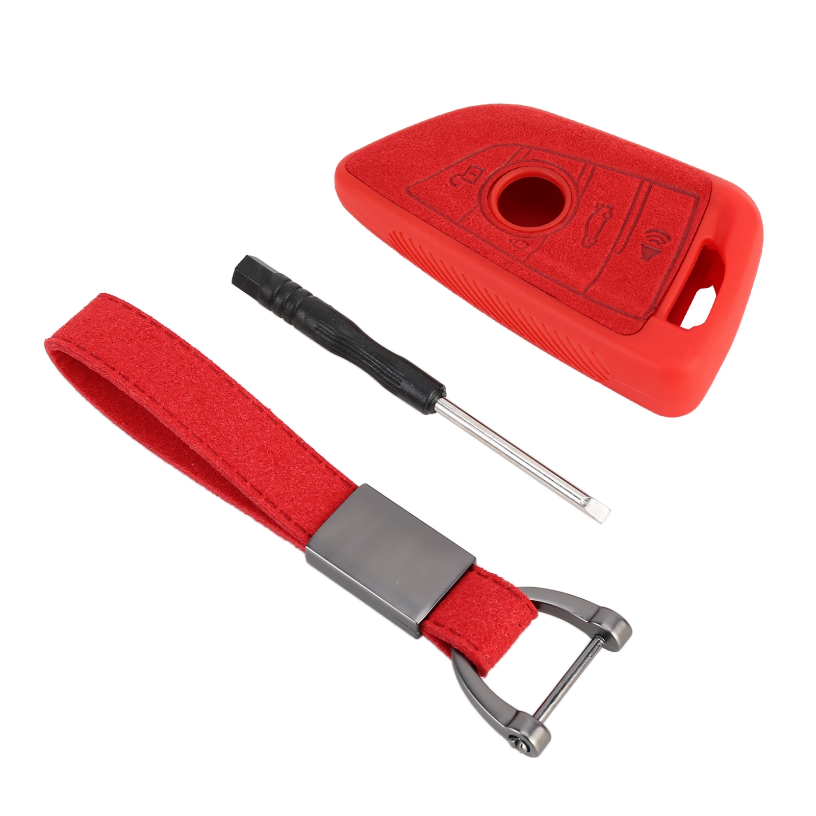 Car Flocking Plastic Knife-shaped Key Protective Cover Three Buttons Horn for BMW (Red) - Shopkiz.com