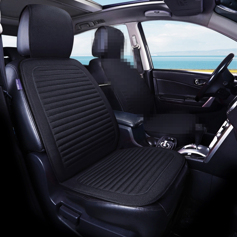 Car Four Seasons Linen Fabric Front Seat Cushion (Black) - Shopkiz.com