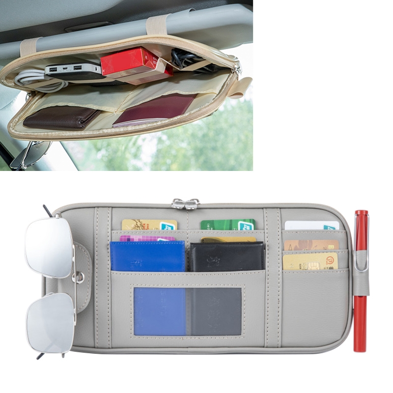 Universal Car Multi-functional Sun Visor Card Clip Bags Glasses Bill Clip Holder (Grey) - Shopkiz.com