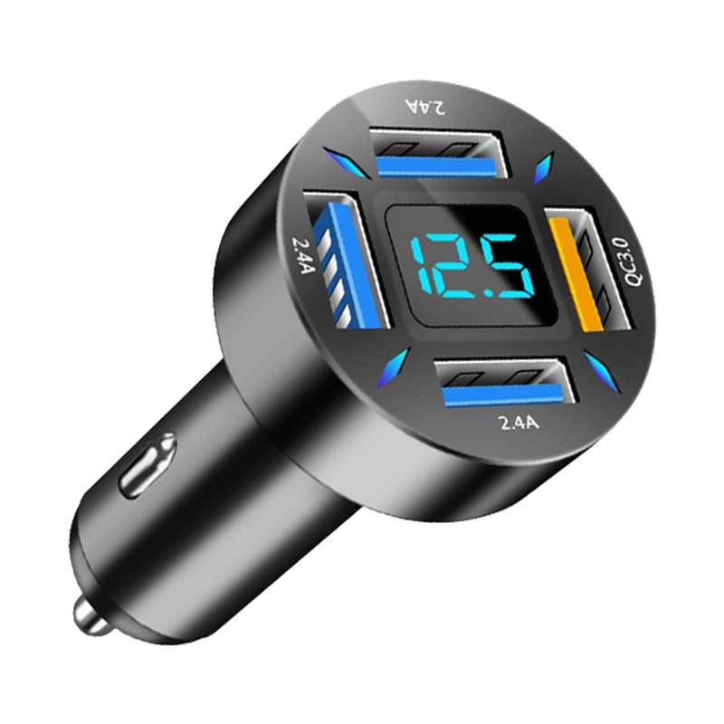 4 in 1 USB QC3.0 Digital Display Car Fast Charger - Shopkiz.com