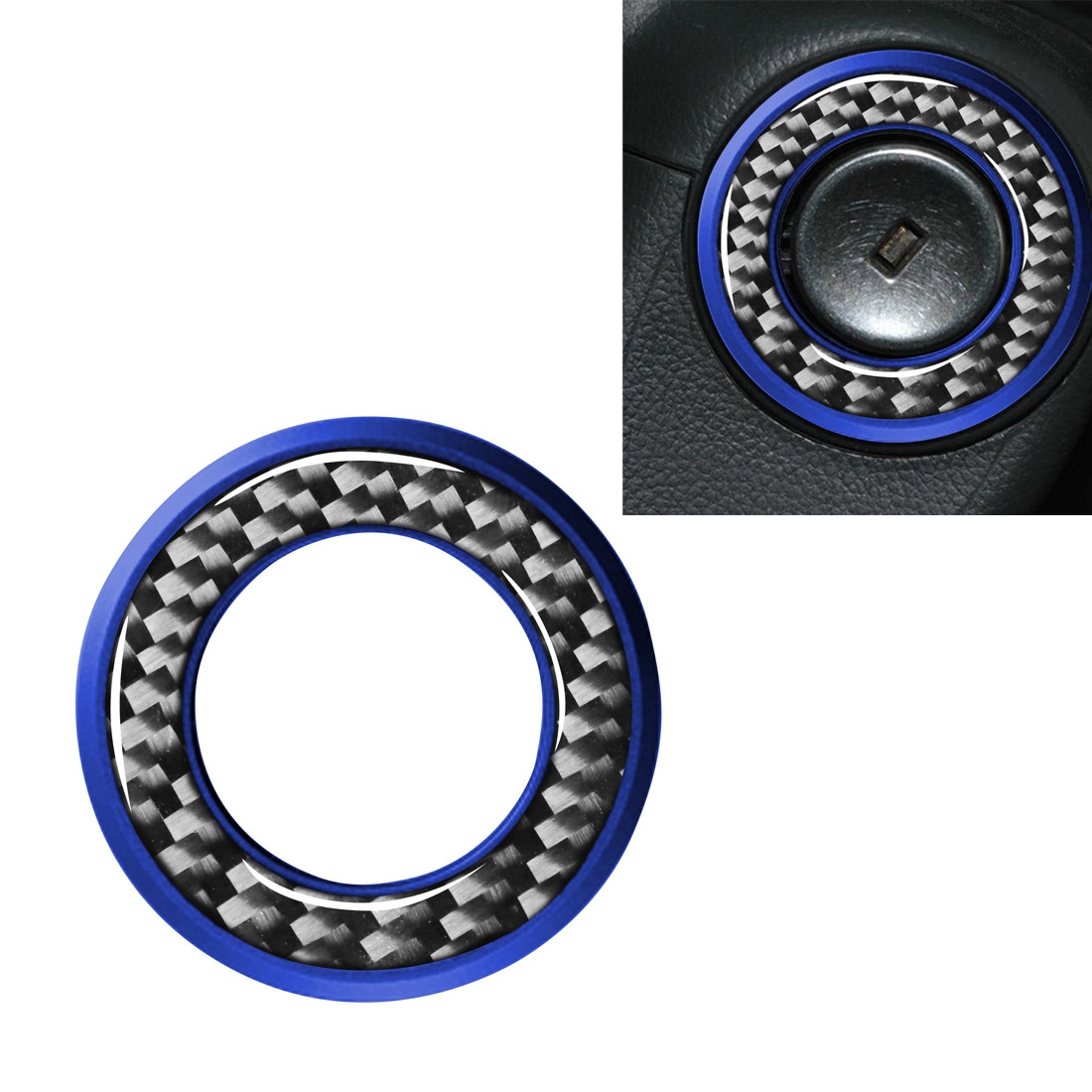 Car Carbon Fiber Ignition Key Ring Decorative Sticker for Chevrolet Cruze 2009-2015, Left and Right Drive Universal(Blue) - Shopkiz.com