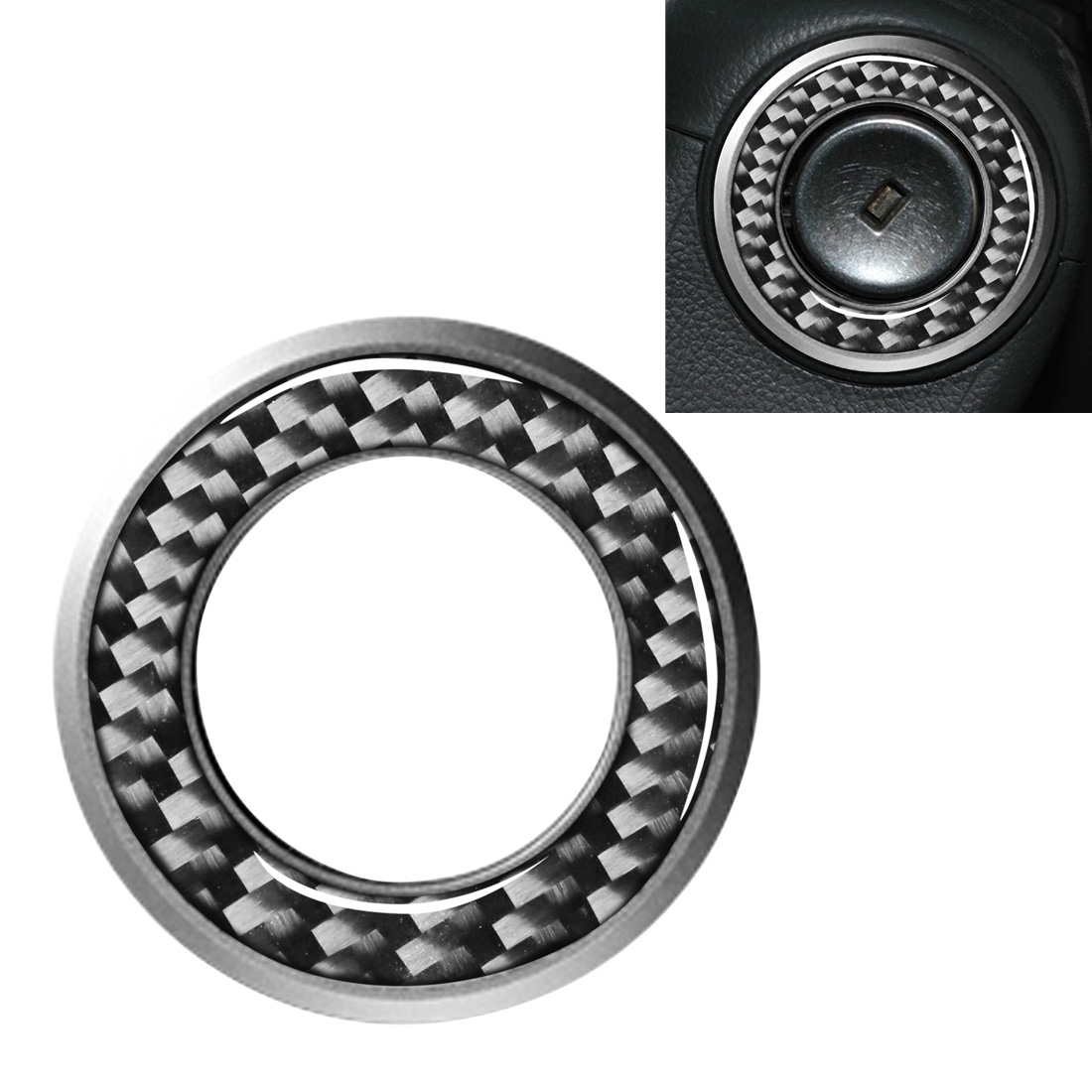 Car Carbon Fiber Ignition Key Ring Decorative Sticker for Chevrolet Cruze 2009-2015, Left and Right Drive Universal(Silver) - Shopkiz.com