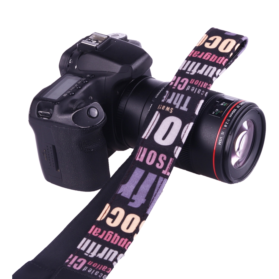 LYNCA LH-01 British Style Series Pink English Words Universal Genuine Leather Shoulder Neck Strap Camera Strap for Nikon / Canon / Sony / Panasonic /