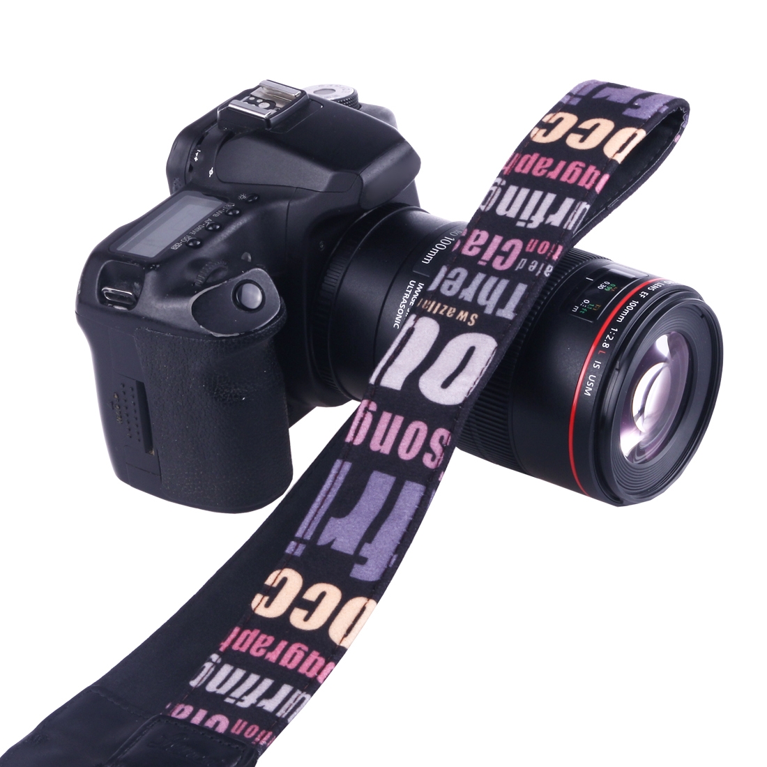 LYNCA LH-01 British Style Series Pink English Words Universal Genuine Leather Shoulder Neck Strap Camera Strap for Nikon / Canon / Sony / Panasonic /
