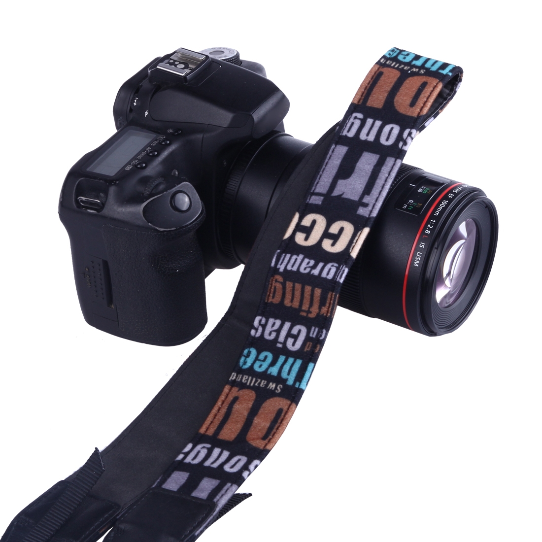 LYNCA LH-05 British Style Series Orange English Words Universal Genuine Leather Shoulder Neck Strap Camera Strap for Nikon / Canon / Sony / Panasonic