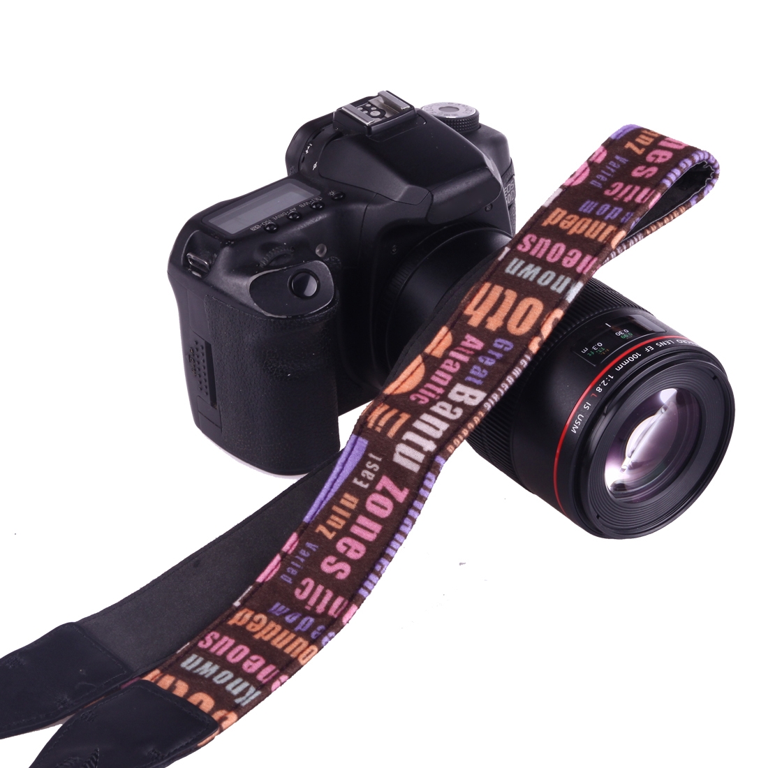 LYNCA LH-06 British Style Series Brown Background English Words Universal Genuine Leather Shoulder Neck Strap Camera Strap for Nikon / Canon / Sony /