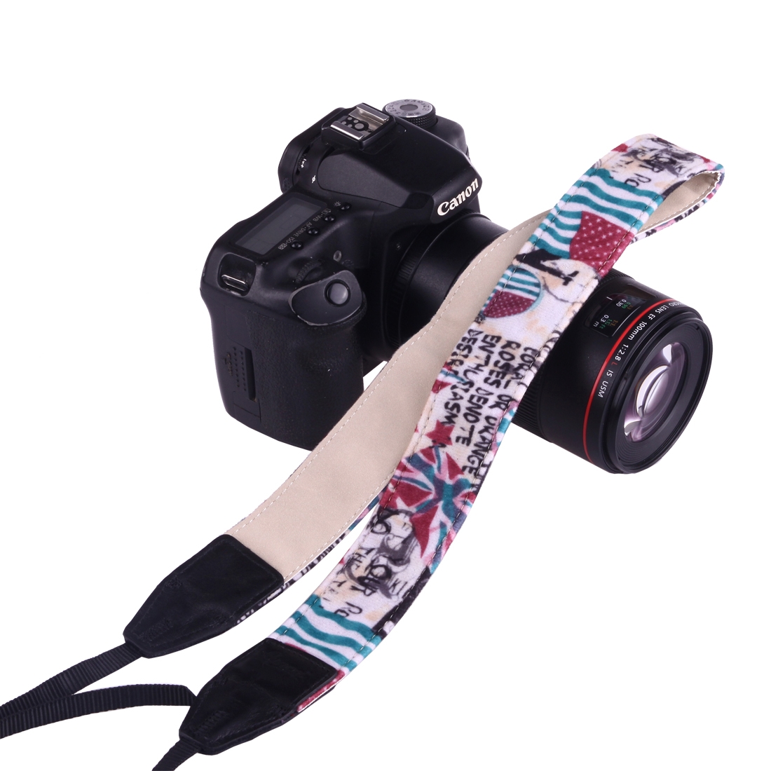 LYNCA LH-07 British Style Series Red Blue Flags Pattern Universal Genuine Leather Shoulder Neck Strap Camera Strap for Nikon / Canon / Sony /