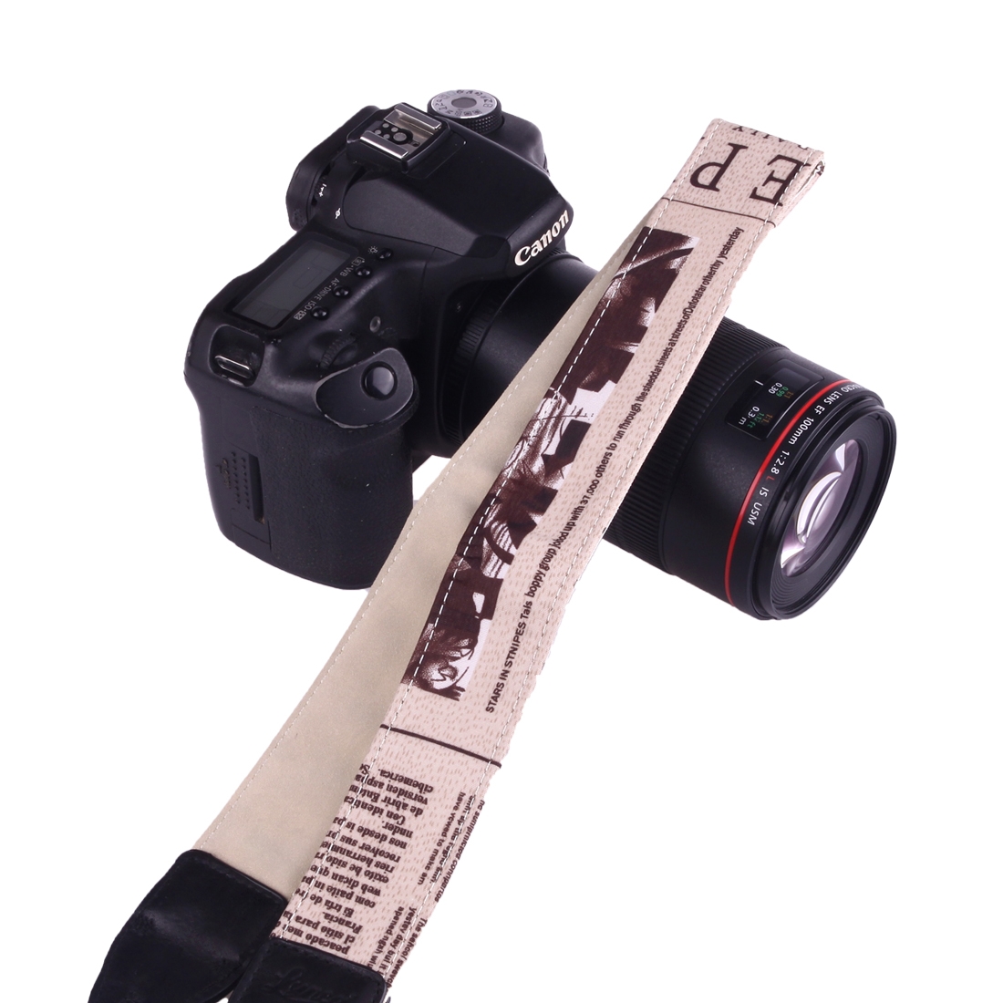 LYNCA LI-02 European and American Style Series English Words Pattern Universal Genuine Leather Shoulder Neck Strap Camera Strap for Nikon / Canon /