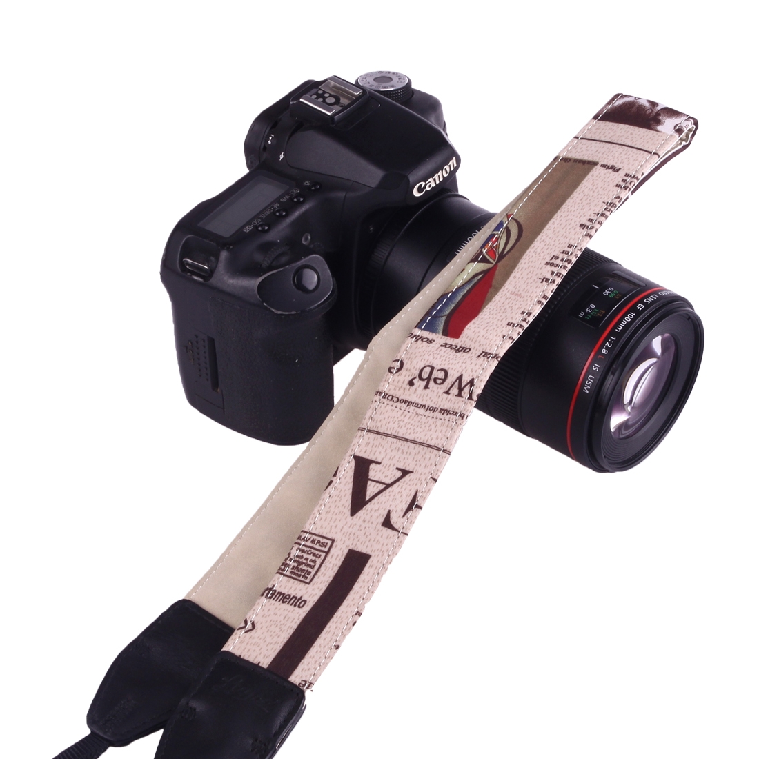 LYNCA LI-02 European and American Style Series English Words Pattern Universal Genuine Leather Shoulder Neck Strap Camera Strap for Nikon / Canon /