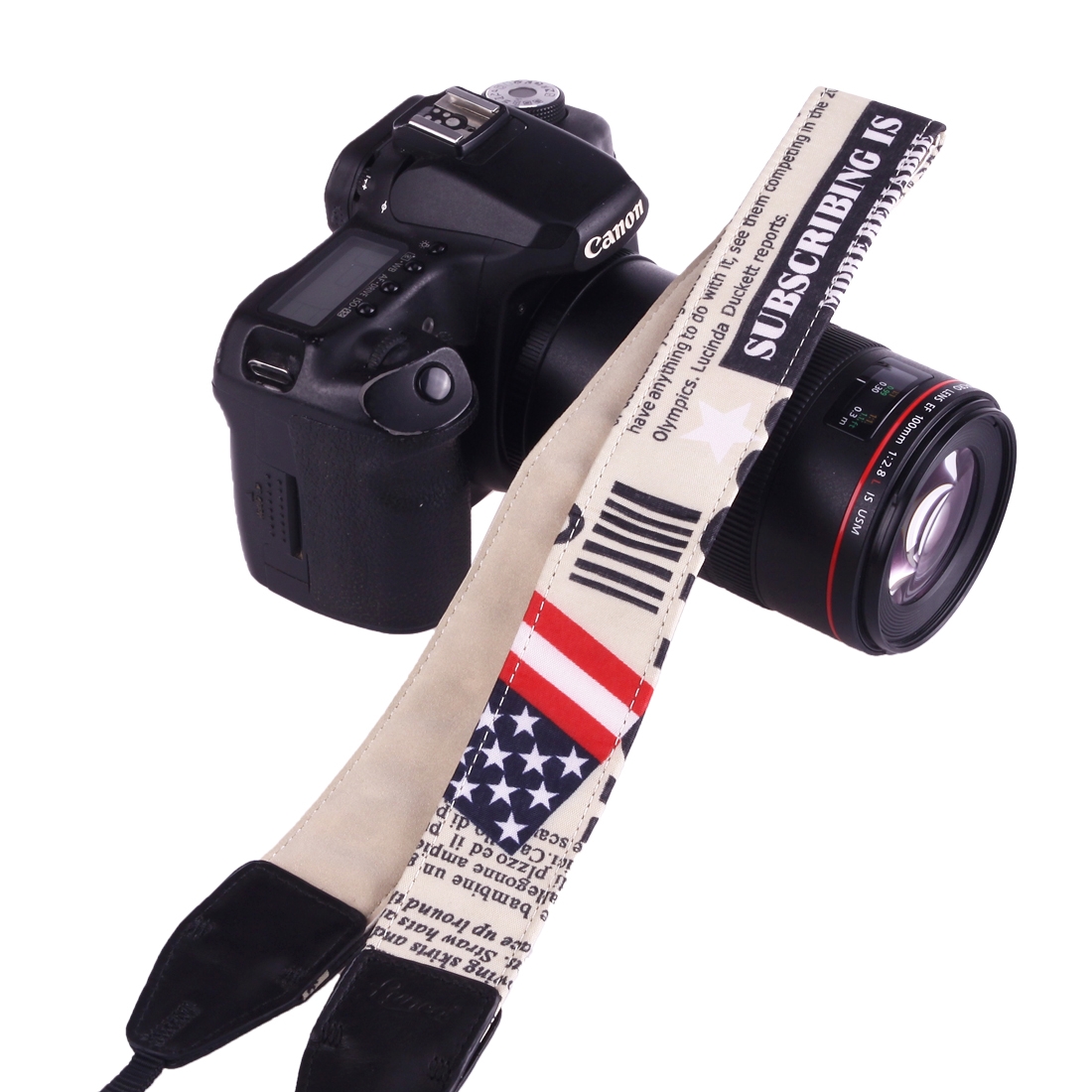 LYNCA LI-03 European and American Style Series Flags Pattern Universal Genuine Leather Shoulder Neck Strap Camera Strap for Nikon / Canon / Sony /