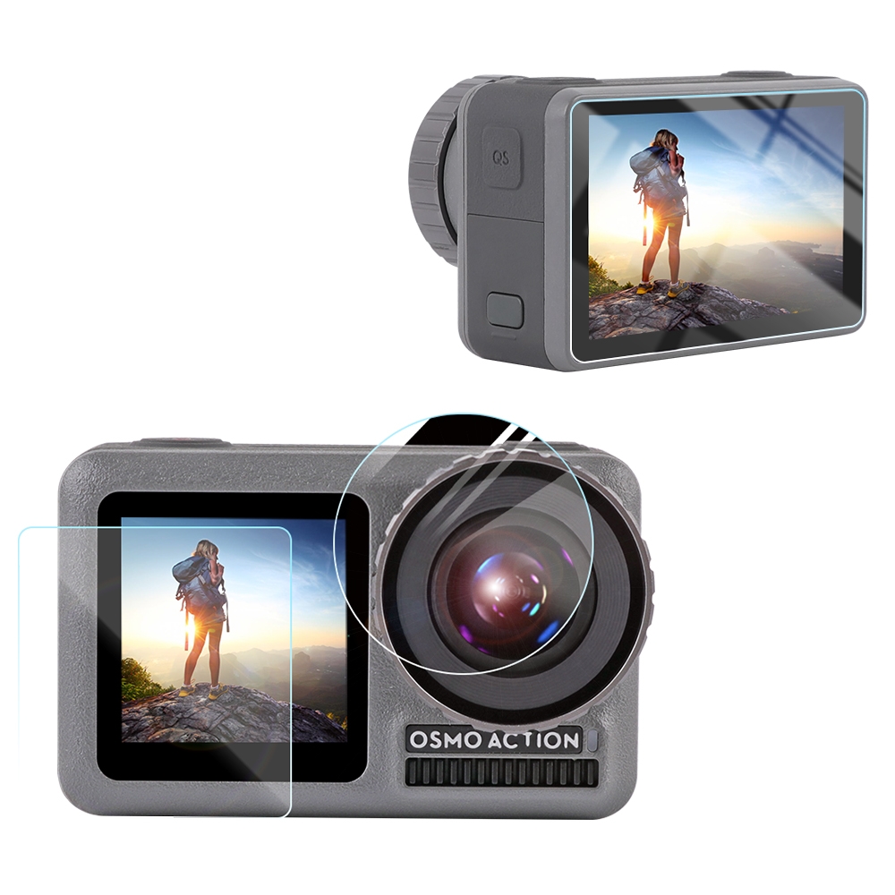 For DJI Osmo Action 3-in-1 Lens Front and Back LCD Display HD Protective Film - Shopkiz.com