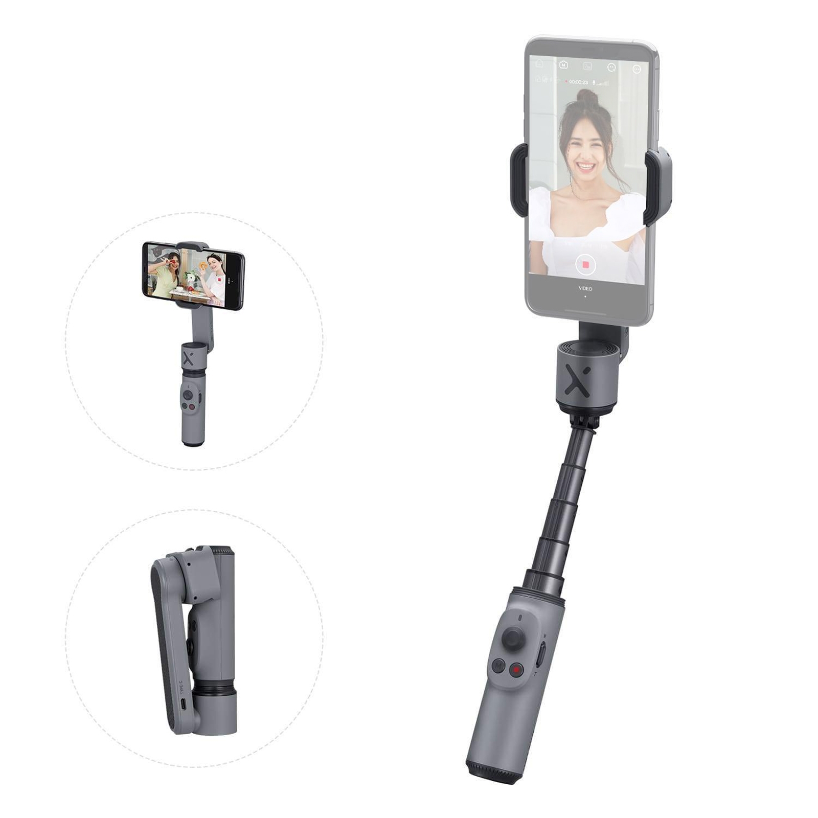 ZHIYUN YSZY013 Smooth-X Handheld Gimbal Stabilizer Selfie Stick for Smart Phone, Load: 260g(Grey) - Shopkiz.com