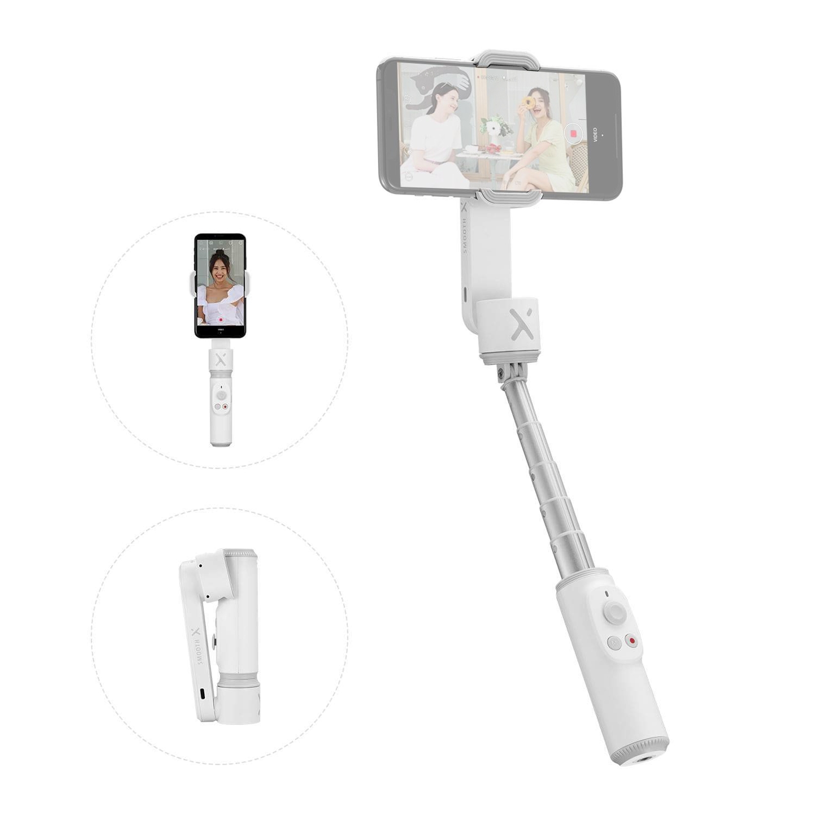ZHIYUN YSZY013 Smooth-X Handheld Gimbal Stabilizer Selfie Stick for Smart Phone, Load: 260g(White) - Shopkiz.com