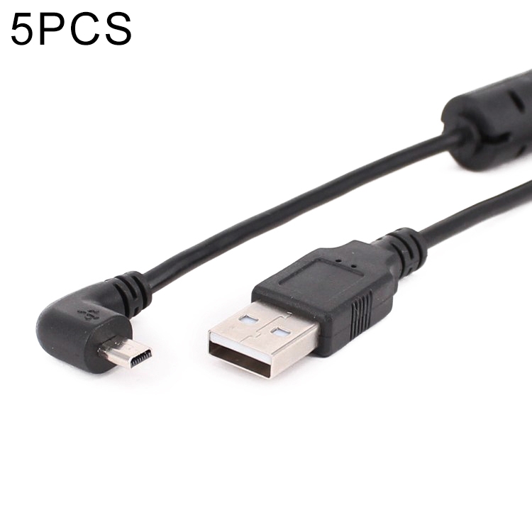 5 PCS 1.5m Elbow Mini 8 Pin USB to USB 2.0 Data Charging Cable for Nikon(Black) - Shopkiz.com